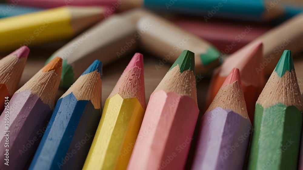 Fototapeta premium Pencils in pastel colors on a background