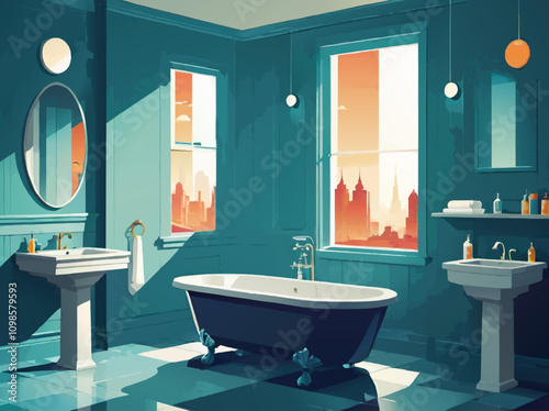 bathroom cartoon illustration