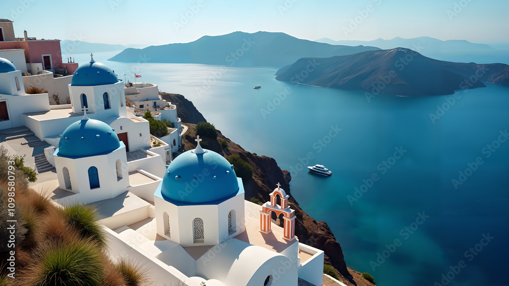 Fototapeta premium Breathtaking Aerial View of a Greek Island