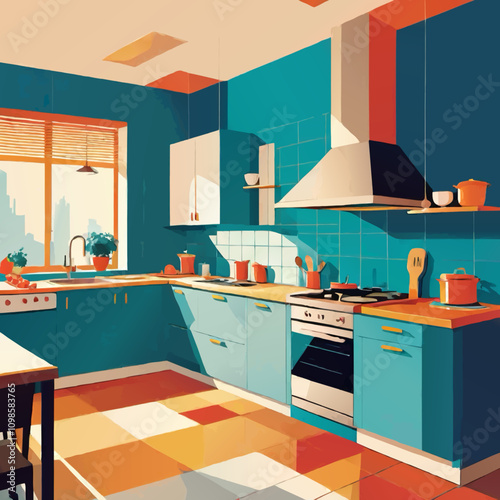 kitchen interior illustration