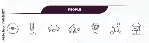 fully editable outline icon collection from people concept. thin line icons set such as seductive, hairy, zorro, ecosystem, bedouin,
