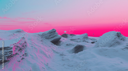 Glitched Winter Landscape with Abstract Snow Patterns