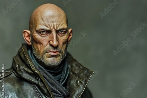 A close-up view of a person wearing a leather jacket, suitable for use in fashion or lifestyle photography