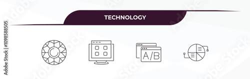 fully editable outline icon collection from technology concept. thin line icons set such as color value, web apps, a/b testing, structural elements,