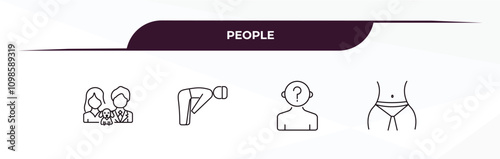 fully editable outline icon collection from people concept. thin line icons set such as man girl and dog, ruku, unknown, hips,