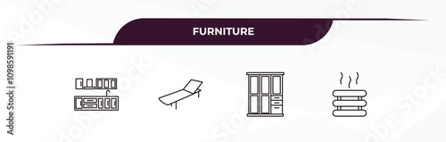 fully editable outline icon collection from furniture concept. thin line icons set such as cabinets, lounger, cupboard, heating,