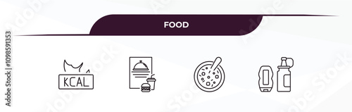 fully editable outline icon collection from food concept. thin line icons set such as calories, restaurant menu, winter melon soup, condiment,
