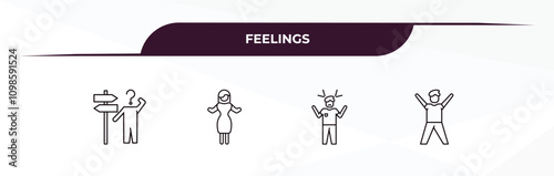 fully editable outline icon collection from feelings concept. thin line icons set such as lost human, sexy human, aggravated human, excited