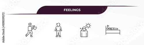 fully editable outline icon collection from feelings concept. thin line icons set such as lovely human, refreshed human, hot human, lazy