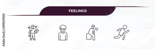 fully editable outline icon collection from feelings concept. thin line icons set such as blessed human, pretty human, drained human, ready
