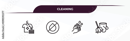 fully editable outline icon collection from cleaning concept. thin line icons set such as laundry, no water cleanin, hand washing, housekeeping,