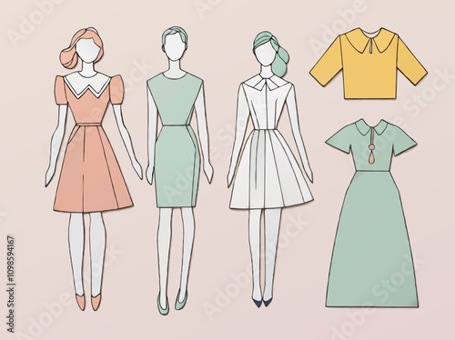 fashion model with clothes cartoon vector