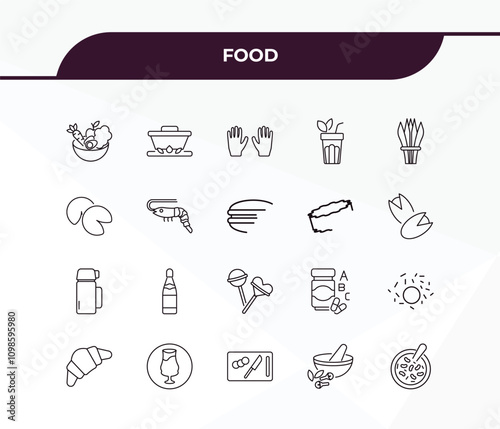 fully editable outline icon collection from food concept. thin line icons set such as healthy nutrition, boiler, thermo flask, spices, red bean soup,