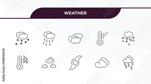 fully editable outline icon collection from weather concept. thin line icons set such as snowing, hailstorm, warm, cumulus, ice pellets,