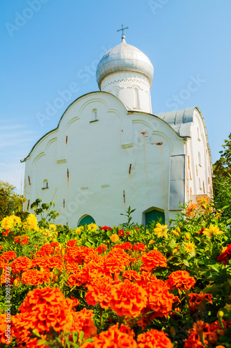 Veliky Novgorod, Russia. The ancient Blasius church in Veliky Novgorod, Russia. Focus at the church photo