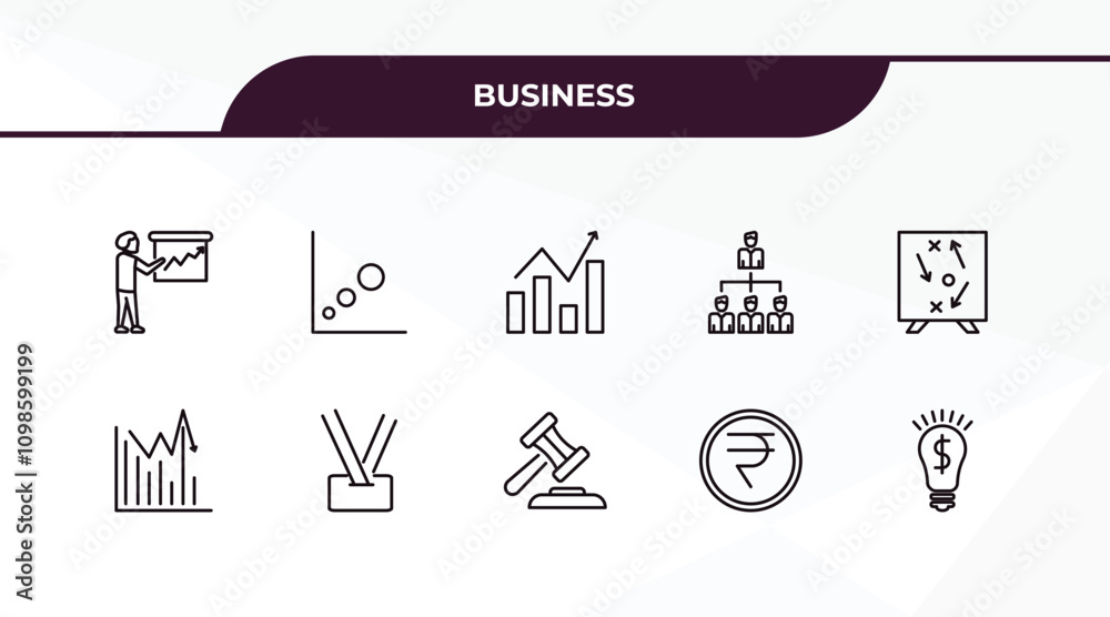 Fototapeta premium fully editable outline icon collection from business concept. thin line icons set such as graphic panel and man, thin, statistical chart, nepalese, ideas to earn money,