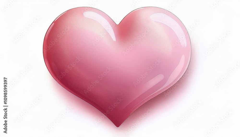 Obraz premium Glossy Pink Heart. Radiant Symbol of Love and Romance. Perfect for Valentine’s Day Greeting Cards, Social Media Posts, Gift Packaging Designs, or Romantic Event Invitations