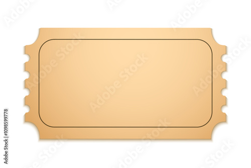 Ticket vector, gold blank ticket coupon