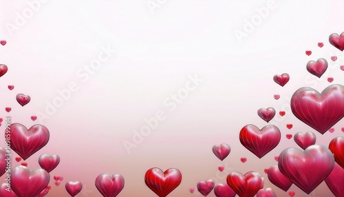 Radiant Red Hearts in Gradient Background. Symbol of Love, Romance, and Celebration. Perfect for Valentine's Day, Wedding Invitations, Romantic Designs, or Anniversary Themes photo