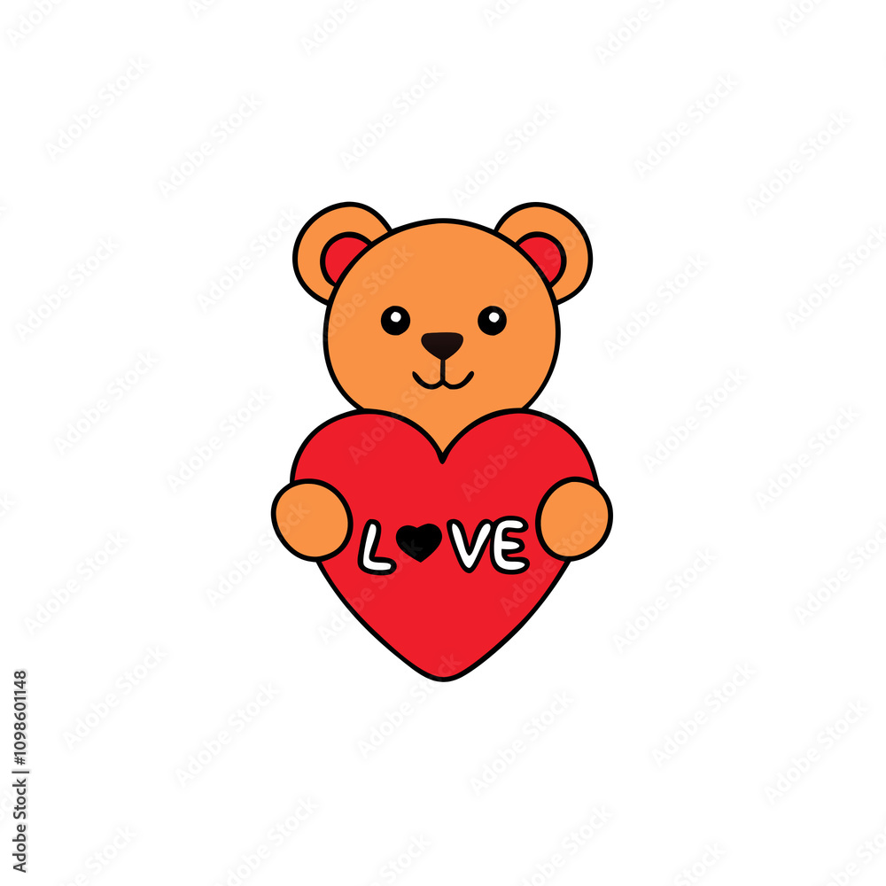 Naklejka premium teddy bear with heart