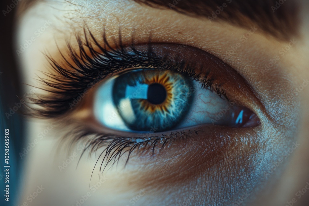 Fototapeta premium A close-up shot of a person's blue eye
