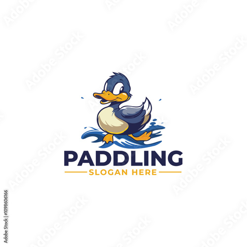Paddling duck logo design concept