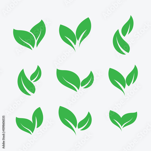 A natural leaf set logo design concept