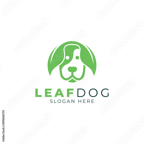 Leaf dog logo design concept