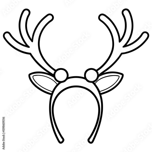 christmas festive reindeer antler headband white backgrount.