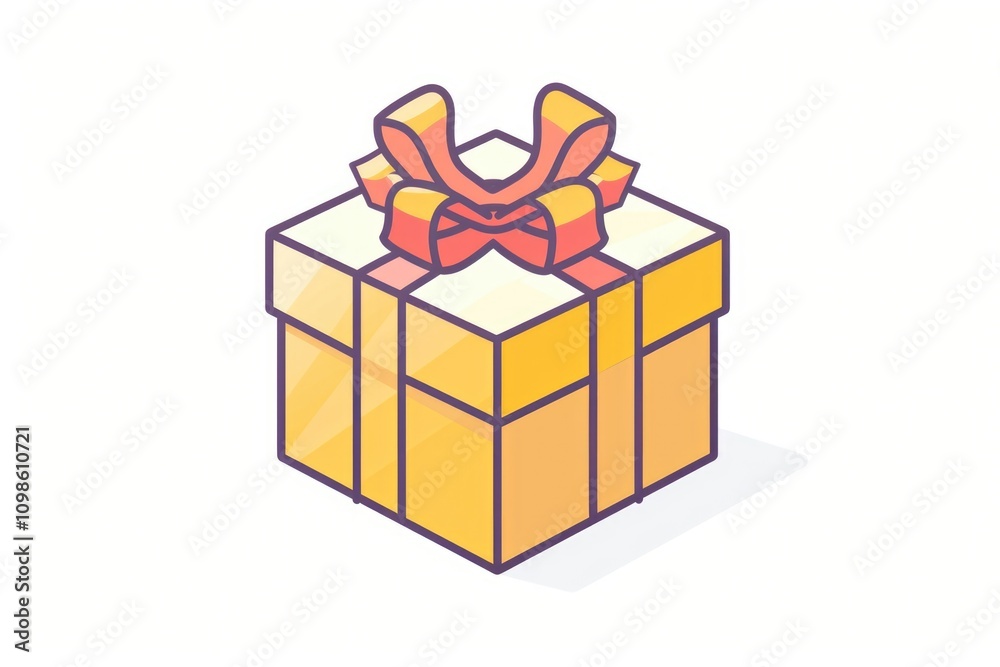 Fototapeta premium A colorful present wrapped with a bright red ribbon