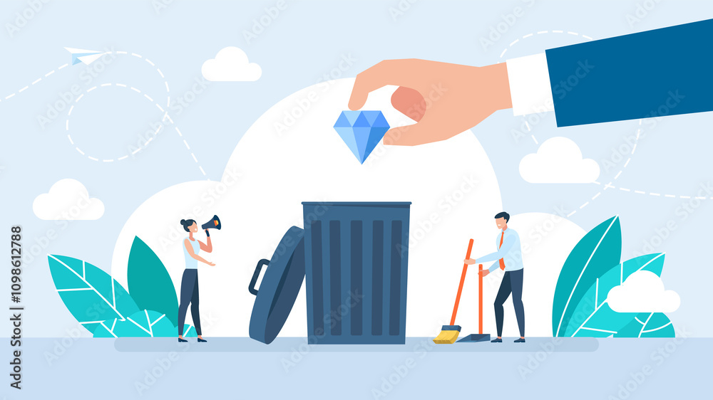 Man accidentally throw a jewel into the trash. Depreciation of moral ...