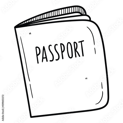 Hand drawn doodle passport on a white background.