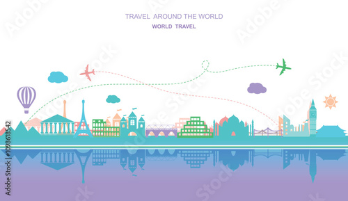 Travel around the world vector flat illustration photo