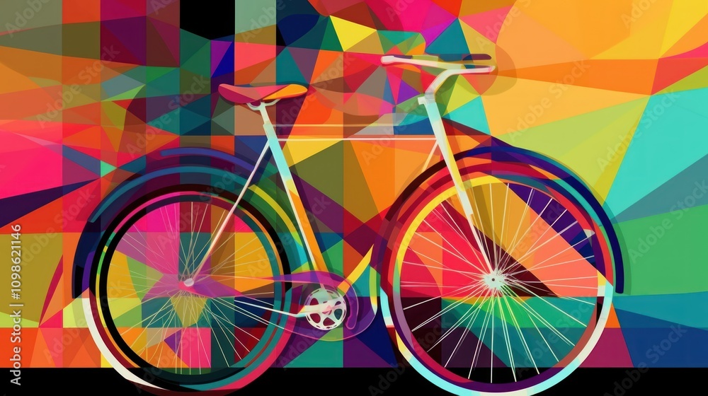 Fototapeta premium Vibrant Bicycle in Geometric Abstract Art
