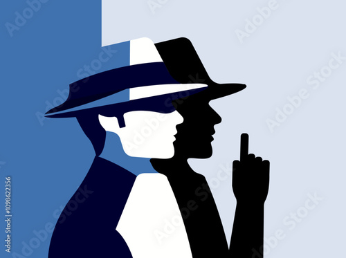 Corporate man silenced silhouette illustration