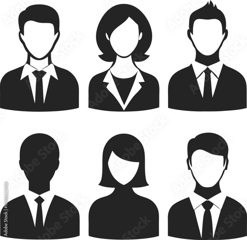 A sets of business people avatar icon in suits and ties