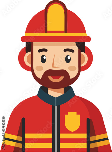 Cartoon Firefighter Character in Uniform
