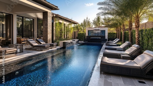 Wallpaper Mural Luxury Poolside Oasis: A Tranquil Backyard Retreat Torontodigital.ca