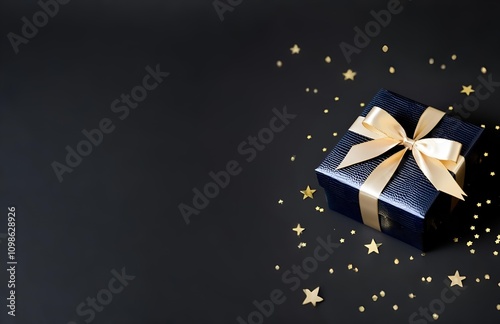 Black giftbox background with copyspace for yor text. Black friday concept. photo