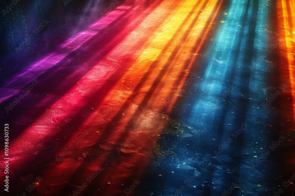 Vibrant Multicolored Light Rays Casting Abstract Patterns on a Textured ...