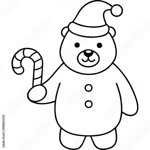 Festive Bear with Santa Hat"