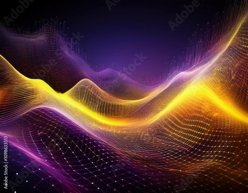 a high tech background with a digital mesh network design in lemon yellow and violet gradients suited for a cybersecurity application s user interface photo