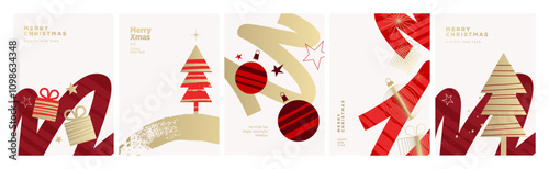 Set of Christmas and New Year Cards. Modern vector illustration concepts for graphic and web design, social media banner, marketing material.