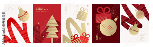 Merry Christmas and Happy New Year Greeting Cards. Vector illustration concepts for background, greeting card, party invitation card, website banner, social media banner, marketing material.