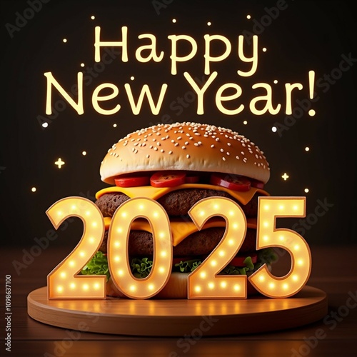 happy new year 2025 burger theme photo