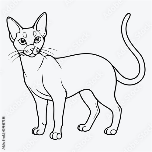 Abyssinian line art White background illustration Generative Ai