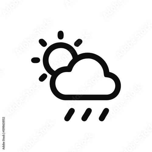 A combination of sun, cloud, and rain icons for weather applications.