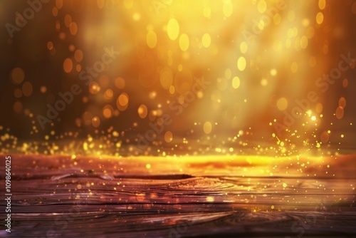 Wallpaper Mural Luxurious golden bokeh effect with glowing luminous circles Torontodigital.ca