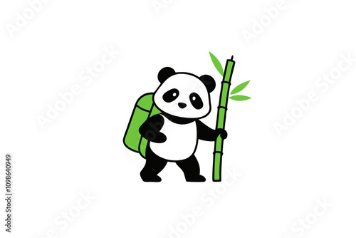 Adventurous Panda in Bamboo Forest. photo