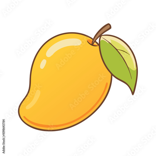 mango with leaf vector icon, illustration of mango, mango clipart 